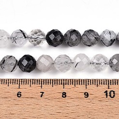 Natural Tourmalinated Quartz Beads Strands&nbsp;G-S345-8mm-30