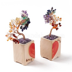 7 Chakra Natural Gemstone Chips and Ceram Pedestal Display Decorations&nbsp;DJEW-G027-16RG