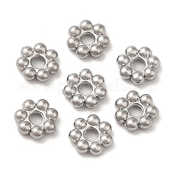 変色しない304ステンレススチールスペーサービーズ  デイジーの花  粒状ビーズ  ステンレス鋼色  6x1.7mm  穴：1.6mm&nbsp;STAS-H176-04D-P