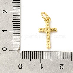 Cross Shape Rack Plating Brass Micro Pave Cubic Zirconia Pendants&nbsp;KK-S396-07B