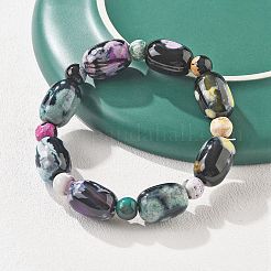 Natural Fire Crackle Agate Bead Stretch Bracelets&nbsp;G-P570-01C