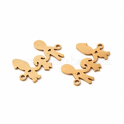 201ステンレススチールコネクタチャーム  家族のつながり  ゴールドカラー  15x25x1mm  穴：1.6mm&nbsp;STAS-K251-095G