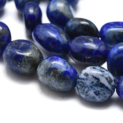 天然石ラピスラズリビーズ連売り  タンブルストーン  ナゲット  10~11x7~8x5~6mm  穴：0.8mm  約37個/連  15.75インチ（40cm）&nbsp;G-O186-B-17