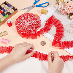 8 Yards Polyester Pleated Lace Ribbon&nbsp;OCOR-WH0078-323