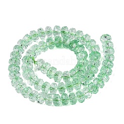 クラックル透明ガラスビーズ連売り  ロンデル  多面カット  ミディアムスプリンググリーン  7.5~8x5~5.5mm  穴：1.2~1.4mm  約66~69個/連  13.78~14.37インチ（35~36.5cm）&nbsp;GLAA-N068-03A-05