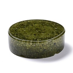 天然ペリドットチップストーン灰皿入りレジン  ホームオフィスの卓上装飾  花付きフラットラウンド  104x32mm  内径：61x68mm&nbsp;DJEW-F015-05C