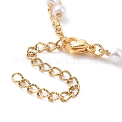 Round Plastic Imitation Pearl Beads Multi-strand Bracelets&nbsp;BJEW-E054-03G