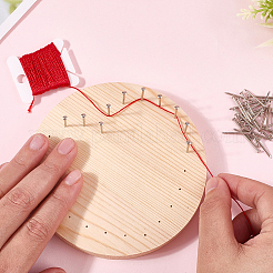 DIY ストリングアート キット セット  木の板入り  プラスチックホルダーアクセサリー  鉄の釘とネジ  ポリエステル糸  ハート  19x3mm  36pc&nbsp;DIY-WH20050-55F