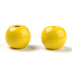 塗装合金ビーズをスプレー  ラウンド  きいろ  4x3mm  穴：1.2mm&nbsp;PALLOY-TAC0044-50C