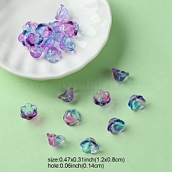 ガラスビーズ  ユリの花  スレートブルー  12x8mm  穴：1.4mm&nbsp;GLAA-YW0003-37B