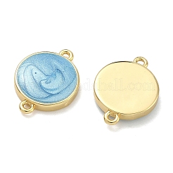 Brass Enamel Flat Round Links Connector Charms&nbsp;KK-D229-06G-01
