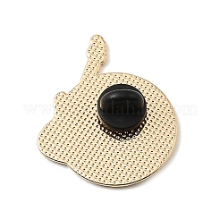 音楽テーマのエナメルピン  バックパックの服用の金合金のラペルピンバック  ギター入りのレコード  ホワイト  34x30mm&nbsp;JEWB-B048-01D