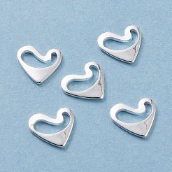 ステンレススチールチャーム201個  空白タグのスタンプ  ハート  銀  9x9.5x1mm  穴：1~2mm&nbsp;STAS-I123-14S