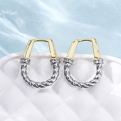 Brass Micro Pave Clear Cubic Zirconia Hoop Earrings&nbsp;EJEW-H158-17A-GP