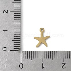 304ステンレスペンダント  ヒトデのチャーム  18KGP本金メッキ  9.5x8x1mm  穴：1.2mm&nbsp;STAS-E501-06G