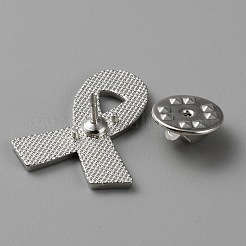 リボンエナメルピン  バックパックの衣類用のプラチナトーン合金ブローチ  オレンジ  26x21x1.5mm&nbsp;JEWB-WH0022-88C