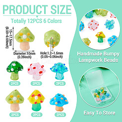12Pcs 6 Colors Handmade Bumpy Lampwork Beads&nbsp;LAMP-TA0002-55