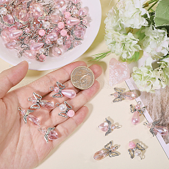 60Pcs 5 Styles Tibetan Style Alloy Butterfly Bead & ABS Plastic Pearl & Glass Pendants&nbsp;PALLOY-CA00015