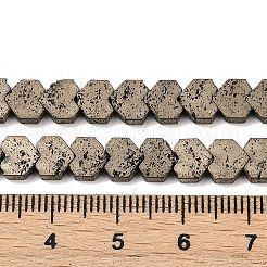 電気メッキされた天然溶岩岩ビーズ連売り  ハート  アンティークゴールドメッキ  8~9x8x3mm  穴：1mm  約56個/連  15.75''~16.14''（40~41センチメートル）&nbsp;G-K388-04B-08