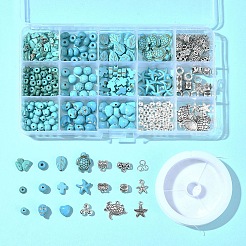 DIY ミックスシェイプ 合成ターコイズビーズ ブレスレット作成キット  8~18x21x3mm  穴：1~2mm&nbsp;DIY-FS0007-53