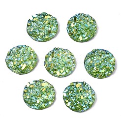 樹脂カボション  イミテーションドゥルージーアゲート  フラットラウンド  ABカラーメッキ  シーグリーン  8x2.5mm&nbsp;LS-CRES-Q191-HA027-B4