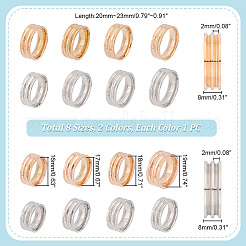 女性用ステンレススチール溝付き指輪 16スタイル 16個  ゴールデン·ステンレス鋼色  内径：16~23mm  1個/スタイル&nbsp;RJEW-UN0002-62