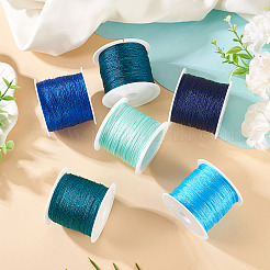 6ロール 6色6本撚りポリエステルメタリック糸  刺繍やDIYの編み込みブレスレット作りに  ミックスカラー  0.4mm  約54.68ヤード（50m）/ロール  1色/ロール&nbsp;OCOR-TA0003-11E