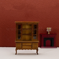 MDFボード収納キャビネット  ミニチュア装飾品  マイクロランドスケープドールハウスアクセサリー  小道具の装飾のふりをする  シエナ  127x41x174mm&nbsp;PW-WGD18E3-02