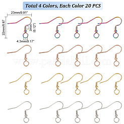 80Pcs 4 Colors 304 Stainless Steel Earring Hooks&nbsp;STAS-UN0054-22