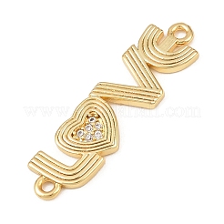 Brass Micro Pave Clear Cubic Zirconia Word LOVE Connector Charms&nbsp;KK-G544-39G