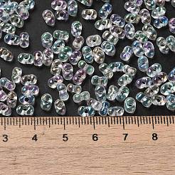 ガラスシードビーズ  ピーナッツ  透明  5.5~6x3~3.5x3mm  穴：1~1.2mm  約4000個/ポンド&nbsp;SEED-K009-04A-14