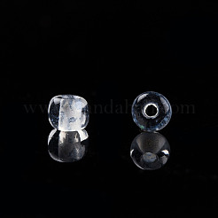 暗闇で光る透明なガラスシードビーズ8/0個  ラウンド  ホワイト  3.5x1.6mm  穴：1mm  約18200個/450g  450 G /袋&nbsp;SEED-YWC0001-01H