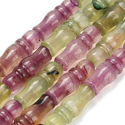 天然石瑪瑙ビーズ連売り  染め＆加熱  竹の形  パープル  25x8~8.5mm  穴：1.5mm  約16個/連  15.75''（40センチメートル）&nbsp;G-Z144-A02-01H