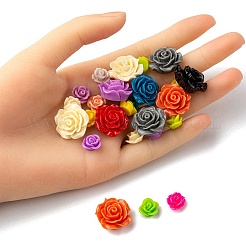 50 個の不透明な樹脂カボション  花バラ  ミックスカラー  10~20x10~19x6~10mm&nbsp;CRES-YW0001-22