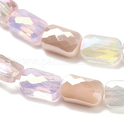 電気メッキガラスビーズセット  長方形  多面カット  ミスティローズ  7x4x3mm  穴：0.8mm  約60~61個/連  15.75''~16.02''（40~40.7センチメートル）&nbsp;EGLA-P068-01A-03