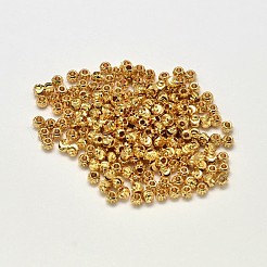 PVD真空メッキ真鍮波形丸型スペーサービーズ  長持ちメッキ  ゴールドカラー  3x2mm  穴：1mm&nbsp;X-KK-I598-24G-RS
