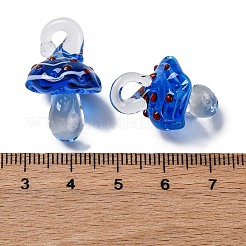 手作りランプワークペンダント  バンピー  キノコ  ブルー  24.5~29.5x15~18.5mm  穴：2~5mm&nbsp;LAMP-M02-01W