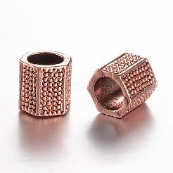 合金ヨーロピアンビーズ  大穴ビーズ  六角柱  ミックスカラー  8x7.5mm  穴：5mm&nbsp;PALLOY-P105-03