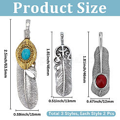 6Pcs 3 Styles Tibetan Style Alloy Pendants&nbsp;FIND-GF0009-11