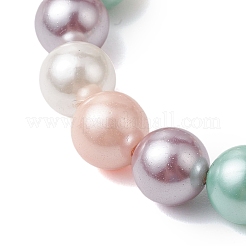 8mm Round Polished Shell Pearl Beaded Stretch Kids Bracelets for Girls&nbsp;BJEW-JB10878-02