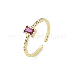 Brass Micro Pave Cubic Zirconia Cuff Rings&nbsp;RJEW-S400-16A-G