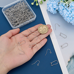 200Pcs 2 Styles 304 Stainless Steel Hoop Earrings Findings Kidney Ear Wires&nbsp;STAS-GA0001-96