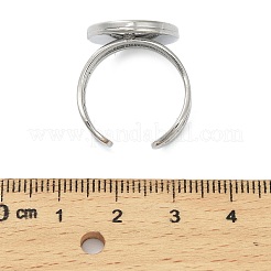 304ステンレス鋼リング部品  パッドリングのセッティング  オーバル  ステンレス鋼色  トレイ：25x18mm  オーバル：28x21mm  内径：18mm&nbsp;X-STAS-U059-01P-A