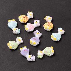 オペーク樹脂カボション  アヒル  ミックスカラー  24.5~26x16~17x6~7mm&nbsp;CRES-A050-08