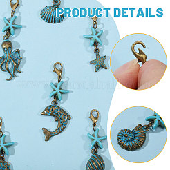 27Pcs 9 Styles Ocean Theme Alloy Pendant Decorations&nbsp;HJEW-CA00098