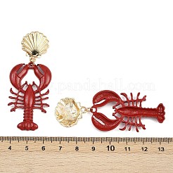 ベーキングペイント合金ダングルスタッドピアス  ラボスター  ゴールドカラー  67x26.5mm&nbsp;EJEW-H169-01G