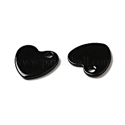 スプレー塗装された201ステンレススチールチャーム  ハートチャーム  ブラック  10x9x1mm  穴：1.4mm&nbsp;STAS-G304-25D
