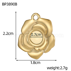 304ステンレススチールペンダントカボションセッティング  花  イオンプレーティング（ip）  18KGP本金メッキ  22x18mm  穴：2mm  トレイのサイズ：7mm&nbsp;STAS-OY009-56G
