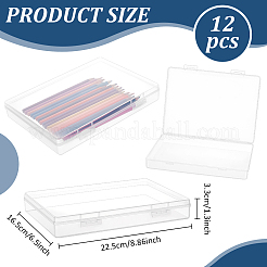 12個の透明なプラスチックビーズ容器  ヒンジ付き蓋付き  ビーズなど  長方形  透明  22.5x16.5x3.3cm&nbsp;CON-BC0008-08