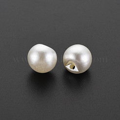 Absプラスチック模造パールのチャーム  ラウンド  乳白色  10x9.5mm  穴：1.5mm&nbsp;KK-N242-018
